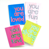 Note Card Set - You Are Kind/Fun/Strong/Loved Mix