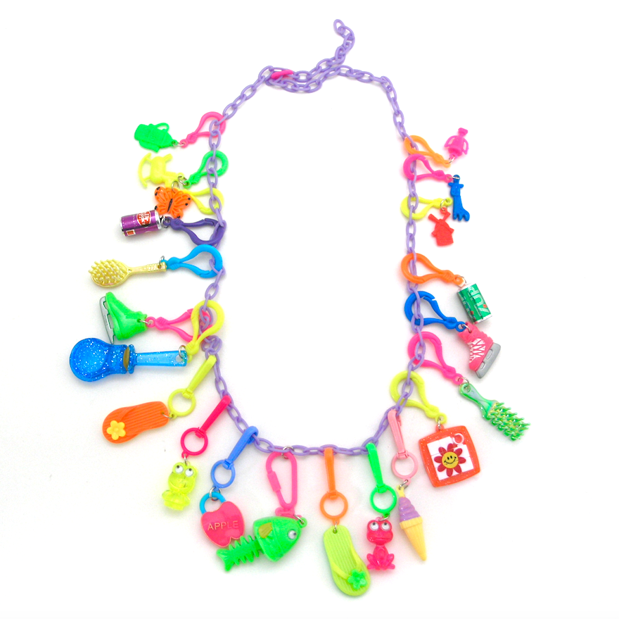 Vintage plastic charm necklace deals